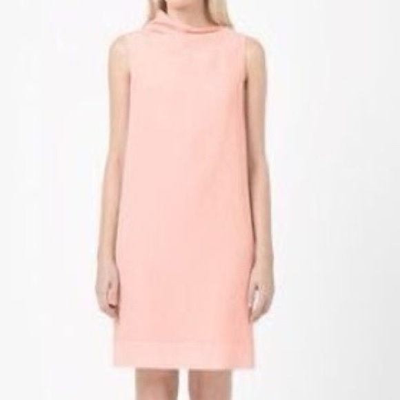 COS Pink Chiffon Silk Pleated Mock Neck Sheath Dress Size 6 - Picture 1 of 6